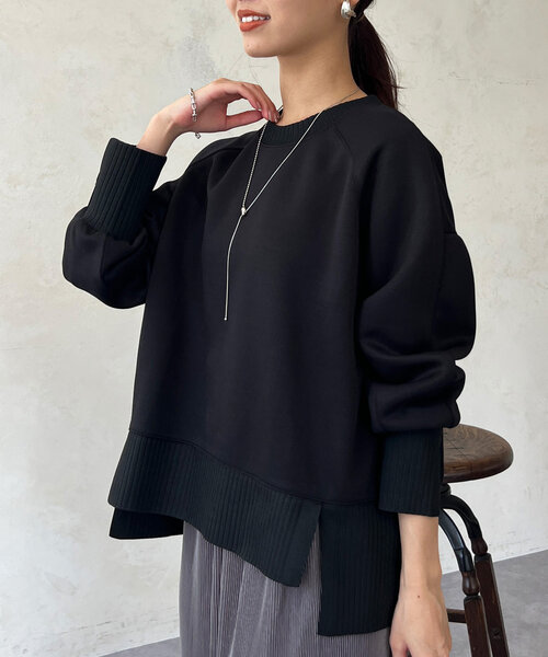 Chez toi（シェトワ）の「軽量ボンディングラグランプルオーバー（Tシャツ/カットソー・レディース・ブラック/グレー/アイボリー/イエロー・FREE）」の2枚目の写真