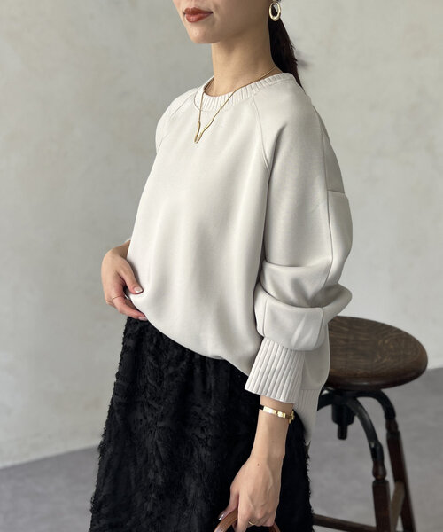 Chez toi（シェトワ）の「軽量ボンディングラグランプルオーバー（Tシャツ/カットソー・レディース・ブラック/グレー/アイボリー/イエロー・FREE）」の9枚目の写真