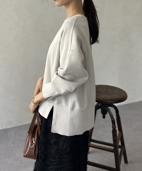 Chez toi（シェトワ）の「軽量ボンディングラグランプルオーバー（Tシャツ/カットソー・レディース・ブラック/グレー/アイボリー/イエロー・FREE）」の15枚目の写真