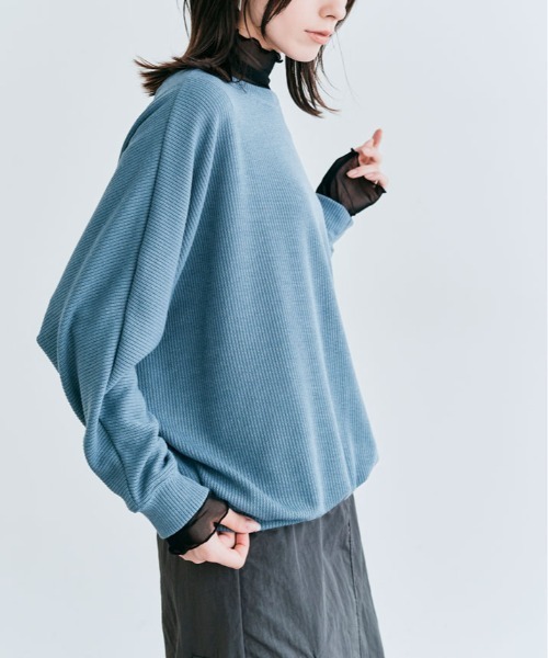 kirakiraShop（キラキラショップ）の「コットン ストレッチ ドルマン ロング トップス（Tシャツ/カットソー・レディース・ピンク系その他/ブラック系その他/ダークグリーン/ライトグレー/ブルー系その他・FREE）」の4枚目の写真