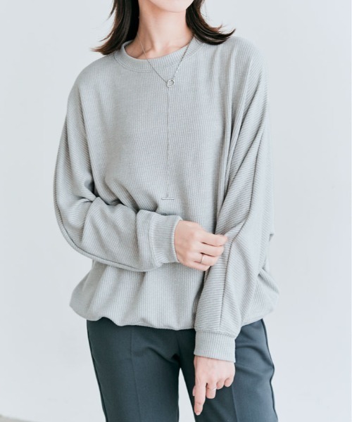 kirakiraShop（キラキラショップ）の「コットン ストレッチ ドルマン ロング トップス（Tシャツ/カットソー・レディース・ピンク系その他/ブラック系その他/ダークグリーン/ライトグレー/ブルー系その他・FREE）」の2枚目の写真