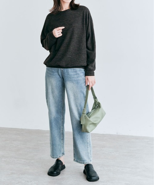 kirakiraShop（キラキラショップ）の「コットン ストレッチ ドルマン ロング トップス（Tシャツ/カットソー・レディース・ピンク系その他/ブラック系その他/ダークグリーン/ライトグレー/ブルー系その他・FREE）」の10枚目の写真