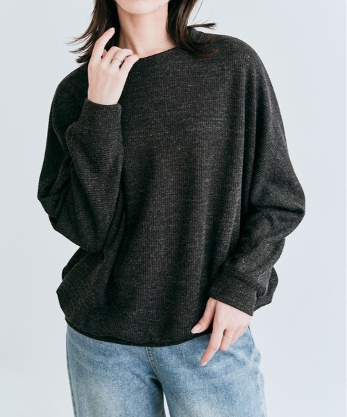 kirakiraShop（キラキラショップ）の「コットン ストレッチ ドルマン ロング トップス（Tシャツ/カットソー・レディース・ピンク系その他/ブラック系その他/ダークグリーン/ライトグレー/ブルー系その他・FREE）」の6枚目の写真