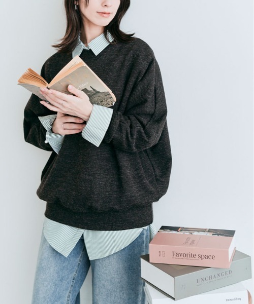 kirakiraShop（キラキラショップ）の「コットン ストレッチ ドルマン ロング トップス（Tシャツ/カットソー・レディース・ピンク系その他/ブラック系その他/ダークグリーン/ライトグレー/ブルー系その他・FREE）」の16枚目の写真
