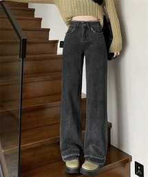 フリンジデニムワイドパンツ
