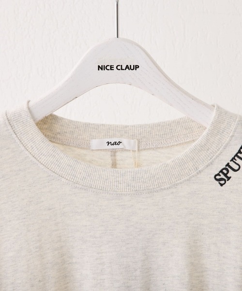 NAO（ナオ）の「ネックワンポイント７分袖Ｔシャツ（Tシャツ/カットソー・レディース・オートミール/ブラック/グレイッシュベージュ・FREE）」の4枚目の写真