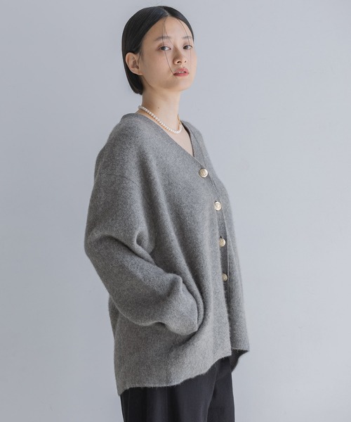 A part by（アパートバイ）の「CNラクーンコンVカーディガン《追加2》（カーディガン/ボレロ・レディース・グレー/アイボリー/ネイビー/ベージュ系その他/ダークブラウン/ホワイト系その他6・FREE）」の21枚目の写真