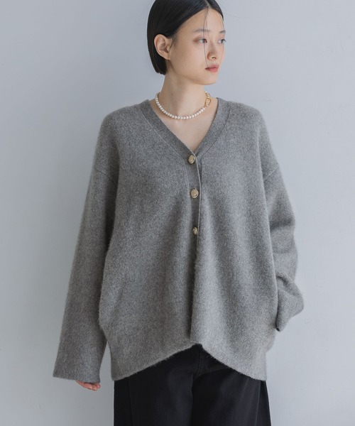 A part by（アパートバイ）の「CNラクーンコンVカーディガン《追加2》（カーディガン/ボレロ・レディース・グレー/アイボリー/ネイビー/ベージュ系その他/ダークブラウン/ホワイト系その他6・FREE）」の22枚目の写真