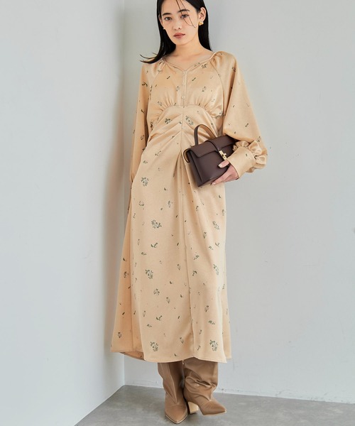 セール】オリジナル花柄クリンクル加工ワンピース（ワンピース）｜VIS