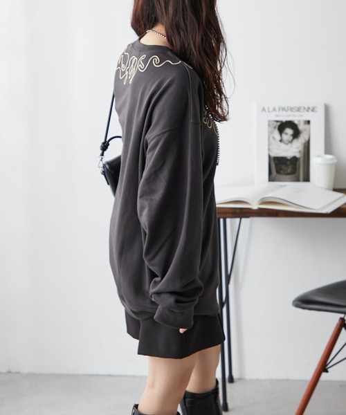 NUNIFE（ユニフィー）の「【UNISEX】コード刺繍スウェット（パーカー・レディース・アイボリー/スミクロ/オートミール・FREE）」の11枚目の写真
