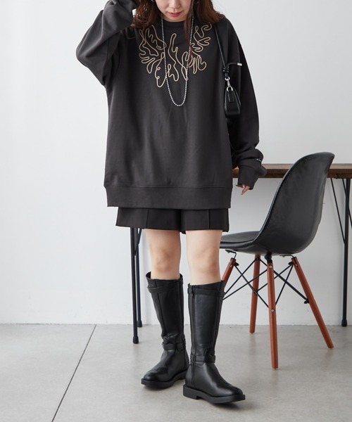 NUNIFE（ユニフィー）の「【UNISEX】コード刺繍スウェット（パーカー・レディース・アイボリー/スミクロ/オートミール・FREE）」の15枚目の写真