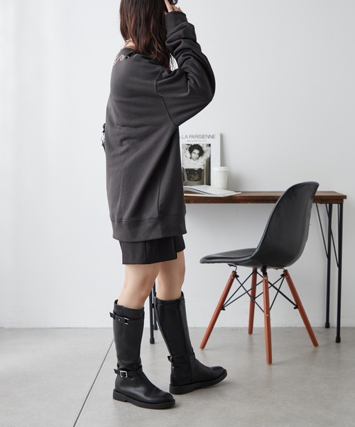 NUNIFE（ユニフィー）の「【UNISEX】コード刺繍スウェット（パーカー・レディース・アイボリー/スミクロ/オートミール・FREE）」の18枚目の写真