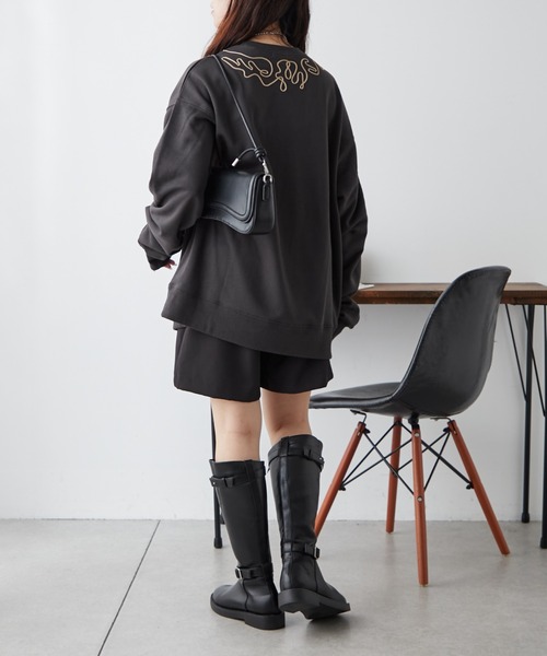 NUNIFE（ユニフィー）の「【UNISEX】コード刺繍スウェット（パーカー・レディース・アイボリー/スミクロ/オートミール・FREE）」の20枚目の写真