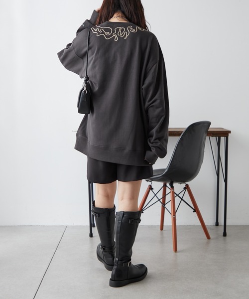 NUNIFE（ユニフィー）の「【UNISEX】コード刺繍スウェット（パーカー・レディース・アイボリー/スミクロ/オートミール・FREE）」の21枚目の写真