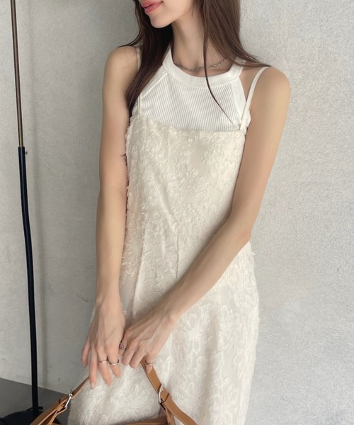Eclat one（エクラワン）の「【Eclat one】花柄 シアー ジャガード キャミオールインワン（つなぎ/オールインワン・レディース・ブラック/アイボリー/グレー・FREE）」の11枚目の写真