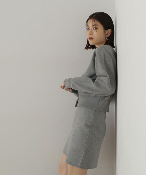 NATURAL BEAUTY BASIC（ナチュラルビューティーベーシック）の「◇メタルボタンカーデ＆ミニスカートセット（ワンピース・レディース・グレー/オフホワイト/ライトグリーン・FREE）」の6枚目の写真