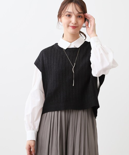 Reflect(リフレクト)の「◆【E‐QUALITY/手洗い可/セットアイテム/単品使いも可能】ニットベスト+シャツ(その他トップス・レディース・アイボリー/ブラック/ブルーグリーン/ライトグレー・09/11)」の18枚目の写真