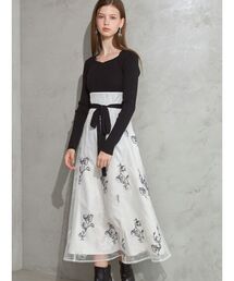 MERCURYDUO | エンブロイダリーニットドッキングワンピース(ワンピース)