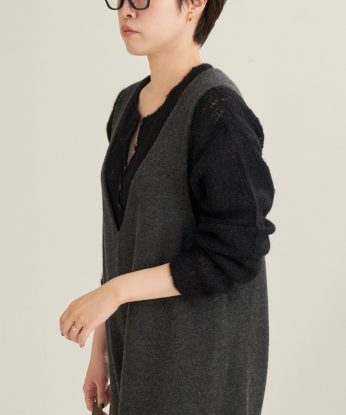 plage HENLEY ALPACA mix プルオーバー （ホワイト） プラージュ Plage 《追加》HENLEY ALPACA mix プルオーバー （ホワイト