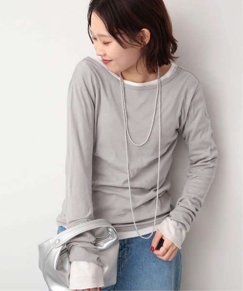 SLOBE IENA(スローブイエナ)の「《追加2》miller/ミラー SLOBE別注 SHEER RIB クルーネック(Tシャツ/カットソー・レディース・ホワイト/レッド/グレー・FREE)」の3枚目の写真