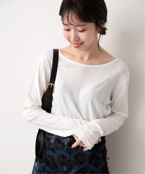 SLOBE IENA(スローブイエナ)の「《追加2》miller/ミラー SLOBE別注 SHEER RIB クルーネック(Tシャツ/カットソー・レディース・ホワイト/レッド/グレー・FREE)」の2枚目の写真