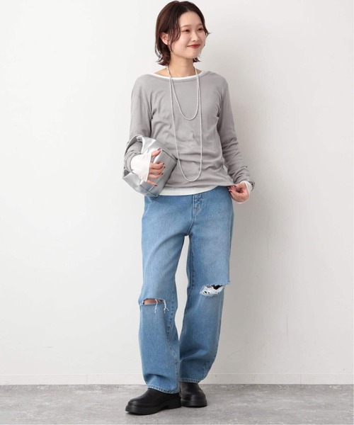 SLOBE IENA(スローブイエナ)の「《追加2》miller/ミラー SLOBE別注 SHEER RIB クルーネック(Tシャツ/カットソー・レディース・ホワイト/レッド/グレー・FREE)」の6枚目の写真