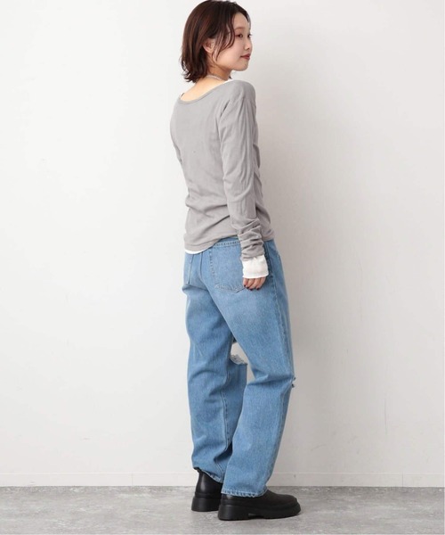 SLOBE IENA(スローブイエナ)の「《追加2》miller/ミラー SLOBE別注 SHEER RIB クルーネック(Tシャツ/カットソー・レディース・ホワイト/レッド/グレー・FREE)」の7枚目の写真