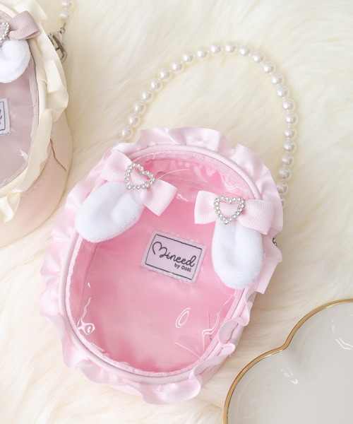 セール】パール持ち手 ぬいぐるみ ぬいポーチ うさ耳モチーフポーチ