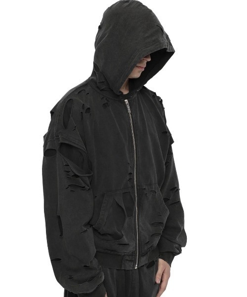 RACER WORLDWIDE】Distressed 2 Layer Hoodie（パーカー