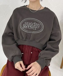 配色ロゴ刺繍 クルーネックスウェット