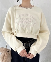 配色ロゴ刺繍 クルーネックスウェット