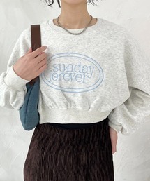 配色ロゴ刺繍 クルーネックスウェット