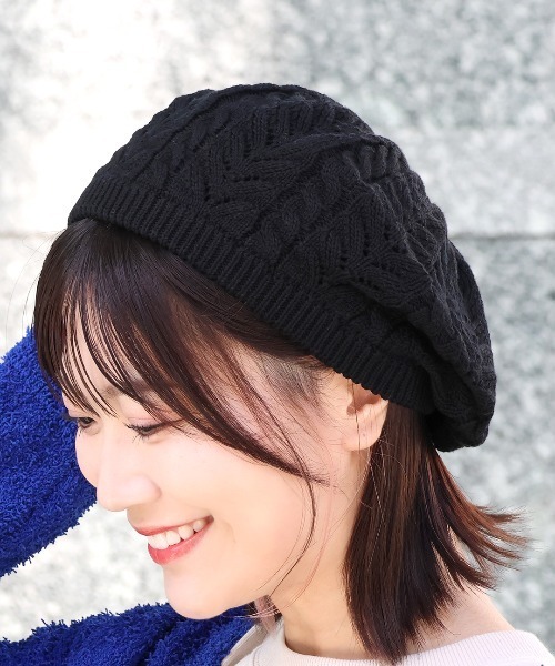 チチカカ(チチカカ)の「コットンレーシーベレー(ハンチング/ベレー帽・レディース・マスタード/ブラック/アイボリー/グリーン・FREE)」の3枚目の写真