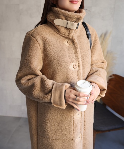 AP STUDIO ムートンコート モコモコ テディベア セール】シングルブレスト テディベアコート /ムートンタッチ/冬