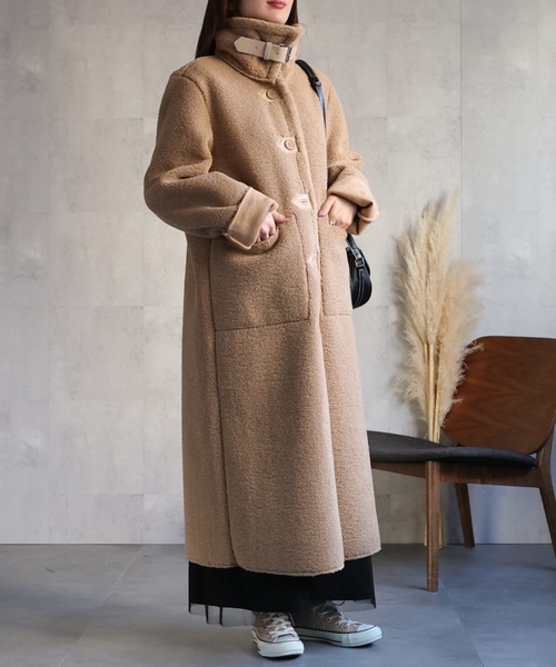 セール】シングルブレスト テディベアコート /ムートンタッチ/冬