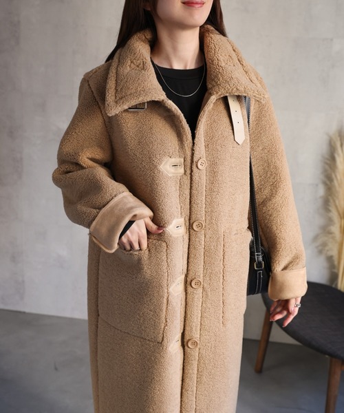 テディベアムートンコート セール】シングルブレスト テディベアコート /ムートンタッチ/冬