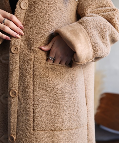 テディベアムートンコート セール】シングルブレスト テディベアコート /ムートンタッチ/冬