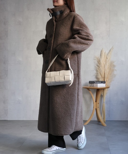 セール】シングルブレスト テディベアコート /ムートンタッチ/冬