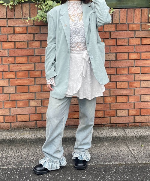 Casselini(キャセリーニ)の「Casselini(キャセリーニ)ダブルリボンレーストップス(Tシャツ/カットソー・レディース・ホワイト/ブラック・FREE)」の10枚目の写真