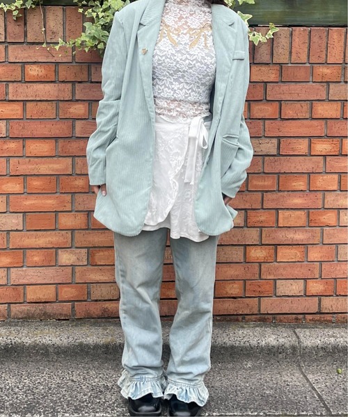 Casselini(キャセリーニ)の「Casselini(キャセリーニ)ダブルリボンレーストップス(Tシャツ/カットソー・レディース・ホワイト/ブラック・FREE)」の11枚目の写真