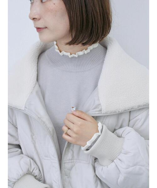 Samansa Mos2 blue（サマンサモスモスブルー）の「襟ボアキルトジャケット（ノーカラージャケット・レディース・ブラック/シルバーグレー/カーキ・F）」の11枚目の写真