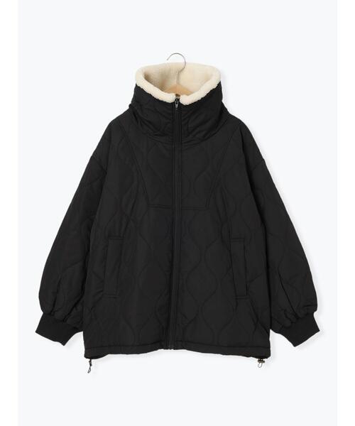 Samansa Mos2 blue（サマンサモスモスブルー）の「襟ボアキルトジャケット（ノーカラージャケット・レディース・ブラック/シルバーグレー/カーキ・F）」の9枚目の写真