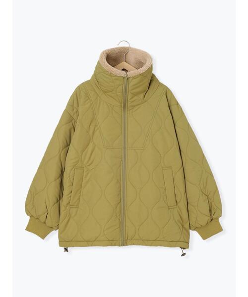 Samansa Mos2 blue（サマンサモスモスブルー）の「襟ボアキルトジャケット（ノーカラージャケット・レディース・ブラック/シルバーグレー/カーキ・F）」の10枚目の写真