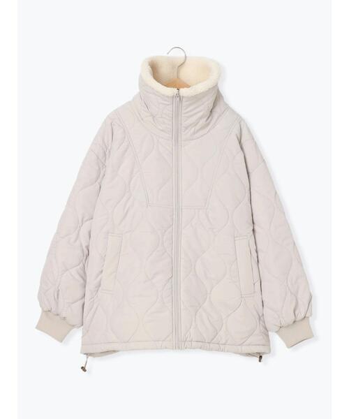 Samansa Mos2 blue（サマンサモスモスブルー）の「襟ボアキルトジャケット（ノーカラージャケット・レディース・ブラック/シルバーグレー/カーキ・F）」の4枚目の写真