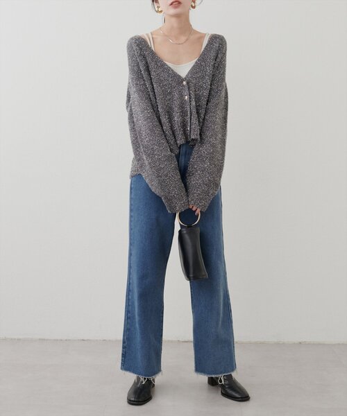 natural couture(ナチュラルクチュール)の「【WEB限定】ラメフェザーカーデ(カーディガン/ボレロ・レディース・ライトベージュ/グレイッシュベージュ/サックスブルー/チャコールグレー・FREE)」の10枚目の写真