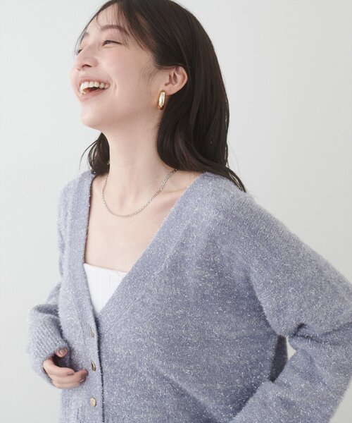 natural couture(ナチュラルクチュール)の「【WEB限定】ラメフェザーカーデ(カーディガン/ボレロ・レディース・ライトベージュ/グレイッシュベージュ/サックスブルー/チャコールグレー・FREE)」の20枚目の写真