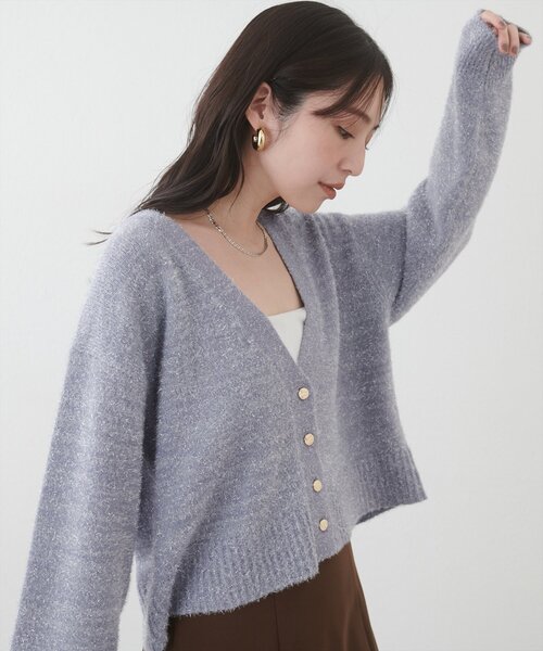 natural couture(ナチュラルクチュール)の「【WEB限定】ラメフェザーカーデ(カーディガン/ボレロ・レディース・ライトベージュ/グレイッシュベージュ/サックスブルー/チャコールグレー・FREE)」の21枚目の写真