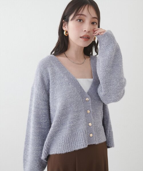 natural couture(ナチュラルクチュール)の「【WEB限定】ラメフェザーカーデ(カーディガン/ボレロ・レディース・ライトベージュ/グレイッシュベージュ/サックスブルー/チャコールグレー・FREE)」の22枚目の写真