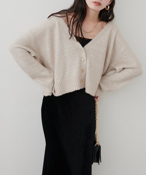 natural couture(ナチュラルクチュール)の「【WEB限定】ラメフェザーカーデ(カーディガン/ボレロ・レディース・ライトベージュ/グレイッシュベージュ/サックスブルー/チャコールグレー・FREE)」の12枚目の写真