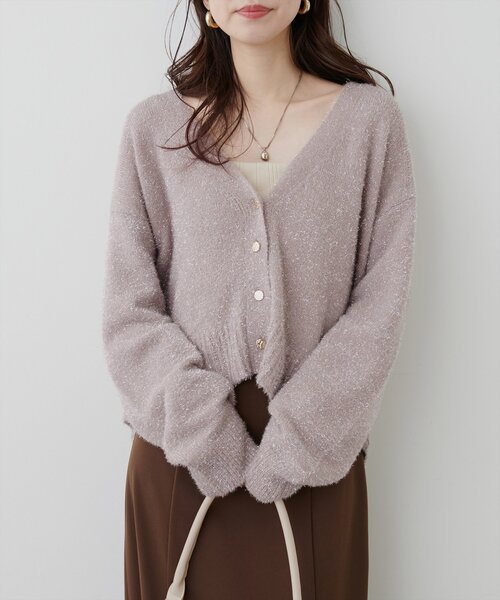 natural couture(ナチュラルクチュール)の「【WEB限定】ラメフェザーカーデ(カーディガン/ボレロ・レディース・ライトベージュ/グレイッシュベージュ/サックスブルー/チャコールグレー・FREE)」の16枚目の写真